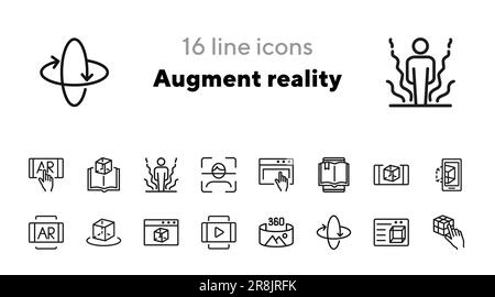 Erweitern Sie die Symbolgruppe der Reality-Linie Stock Vektor