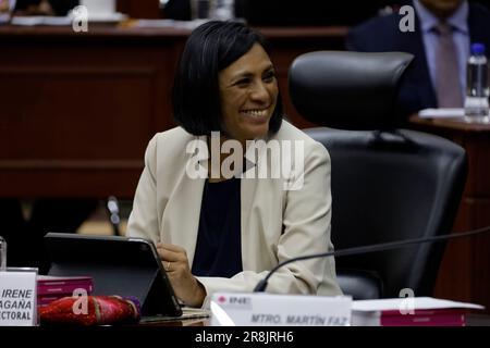 Mexiko-Stadt, Mexiko. 21. Juni 2023. 21. Juni 2023, Mexiko-Stadt, Mexiko: Die Beraterin des National Electoral Institute, Norma de la Cruz, bei der außerordentlichen Sitzung am Sitz der Agentur in Mexiko-Stadt. Am 21. Juni 2023 in Mexico City, Mexiko (Foto: Luis Barron/Eyepix Group/Sipa USA). Kredit: SIPA USA/Alamy Live News Stockfoto