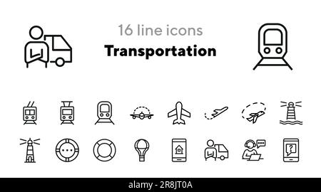 Symbolgruppe für Transportposition Stock Vektor