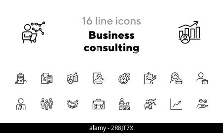 Symbolgruppe für Business Consulting Line Stock Vektor