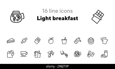 Symbolset für leichtes Frühstück Stock Vektor