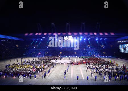 21. Juni 2023, Krakau, Malopolska, Polen: Parade der Athleten bei der Eröffnungszeremonie der Europäischen Spiele 2023 in Krakau, Polen (Kreditbild: © Mickael Chavet/ZUMA Press Wire) – NUR REDAKTIONELLE VERWENDUNG! Nicht für den kommerziellen GEBRAUCH! Stockfoto