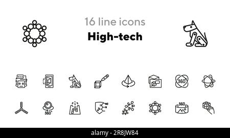 High-Tech-Line-Symbolsatz Stock Vektor