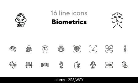 Symbolsatz für biometrische Linien Stock Vektor