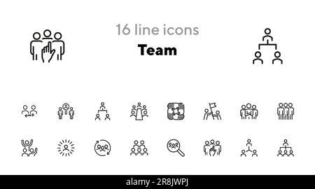 Symbolgruppe für Teamlinien Stock Vektor
