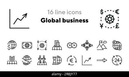 Symbolgruppe für globale Geschäftsbereiche Stock Vektor