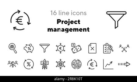Symbole für das Projektmanagement Stock Vektor