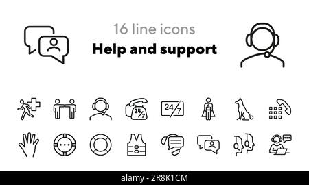 Hilfe- und Support-Symbole Stock Vektor