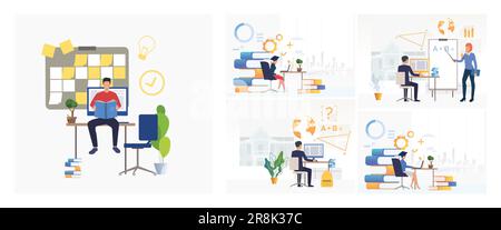 Gruppe von Mitarbeitern, die an geschäftlichen Schulungen teilnehmen Stock Vektor