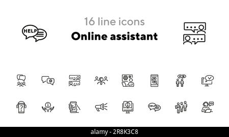 Liniensymbol für Online-Assistent Stock Vektor