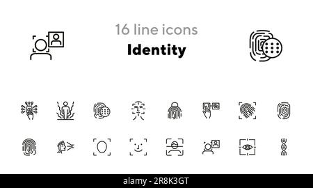 Symbolgruppe der Identitätszeile Stock Vektor