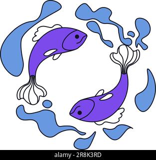 Zodiakzeichen für Fische oder Fische, Astronomiesymbol Stock Vektor