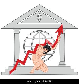 Vektordesign des titan Atlas mit einer Wirtschaftsskala auf seinen Schultern Stock Vektor