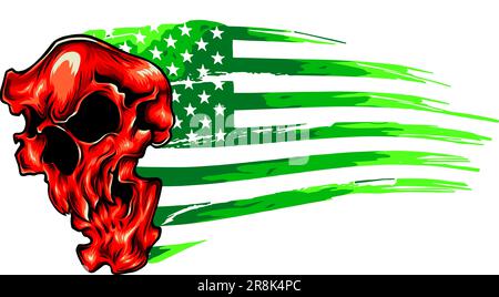 vektor-Illustration amerikanische Flagge mit Totenkopf innen Stock Vektor