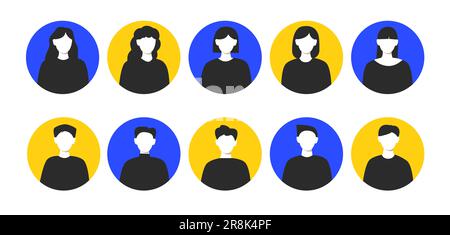 Silhouettensymbol für Mann und Frau. Avatar-Profil, gute Verwendung für Benutzerfotos und Profilbilder. Diversitätskonzept Stock Vektor
