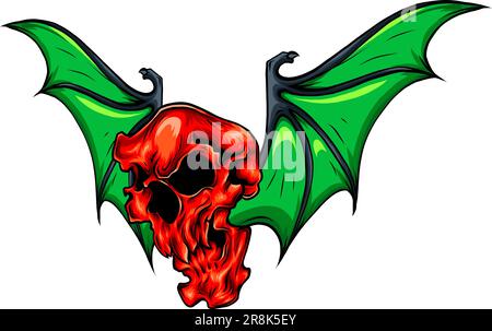 Entwurf von Schädel- und Fledermausflügeln zur Illustration Stock Vektor