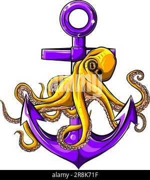 octopus rund um den Anker Vektor Illustration Design Stock Vektor