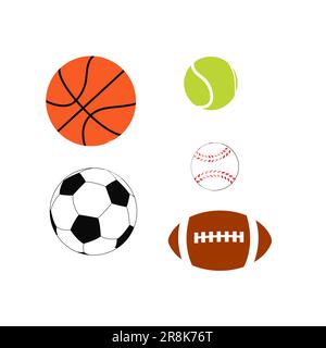 Sportball, Basketball Football Tennis Ball Baseball Rugby Ball Stock Vektor