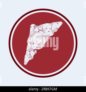 Salt Cay, Wahrzeichen der Turks Islands. Trendiges Tech-Logo der Insel. Rundes geometrisches Mesh. Technologie, Internet, Netzwerk, Telekommunikationskonzept. Stock Vektor