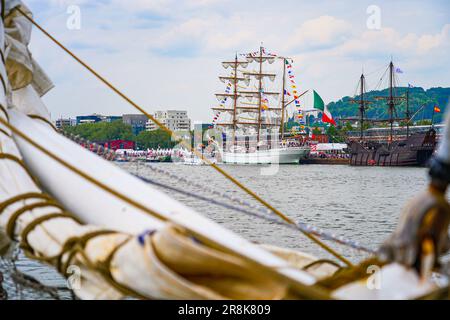 Rouen, Frankreich - 17. Juni 2023 : Segelübungsschiff "Cuauhtémoc" der mexikanischen Marine, das an den Kais der seine in Rouen in der Normandie für die A festgemacht ist Stockfoto