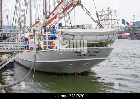 Rouen, Frankreich - 17. Juni 2023 : finnischer Topsegelschoner "Joanna Saturna" mit Stahlrumpf am Kai der seine in Rouen in der Normandie für Die A Stockfoto