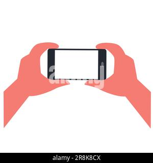 Machen Sie ein Foto, halten Sie das Telefon in der Hand, um ein Foto zu machen, machen Sie ein Foto Stock Vektor