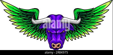 Creative cow Wing logo Vector Illustration, geflügelten Kuh alten Embleme Elemente Stock Vektor