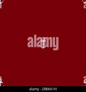 Nahtloses Aquarell-Muster im Marinedesign. Kindermuster mit Ankern auf rotem Hintergrund. Leuchtendes marineblaues Muster für Kindertextilien Stockfoto