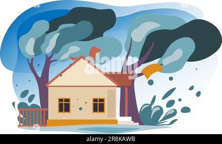 Wetterbedingungen, starker Wind oder Sturmvektor Stock Vektor
