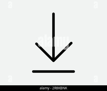 Symbol "Linie herunterladen" Schaltfläche "Pfeil nach unten laden" Schaltfläche "Datenserver File Storage Downloader" Schwarzes weißes Zeichen Symbol Illustration Grafik Clipart EPS-Vektor Stock Vektor