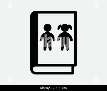Symbol Für Kinderbuch. Kindererziehung Schulwörterbuch Kindergarten. Schwarzes weißes Schild Illustration Grafik Clipart EPS-Vektor Stock Vektor