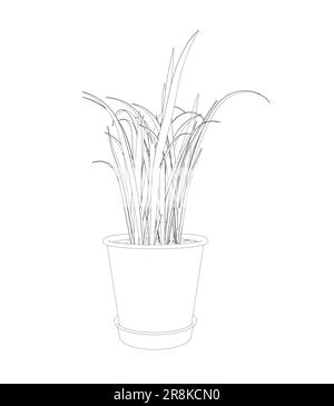 Pflanze in Blumentopf-Umriss. Linie, durchgehende und gefüllte Kontur, Kontur und gefülltes Vektorzeichen. Hauspflanzensymbol. Blumen in Töpfen, schwarz gestrichen Stock Vektor