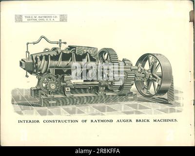 INNENAUSBAU VON RAYMOND-SCHNECKENSTEINMASCHINEN aus dem Katalog " Tonbearbeitungsmaschinen und Ziegelsteinbaugeräte " von C. W. Raymond Company Publication vom 1900 Stockfoto