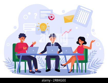 Brainstorming und Besprechung des Startprojekts durch das Business-Team Stock Vektor