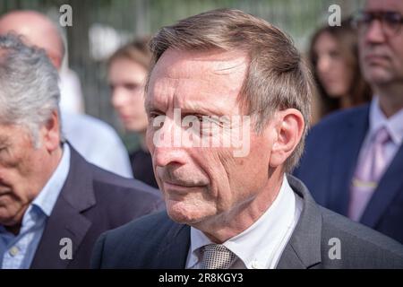 Jean Olivier Viout, ehrenamtlicher Generalstaatsanwalt von Lyon, Präsident des Orientierungsrates des Nationaldenkmals des Montluc-Gefängnisses. Stockfoto