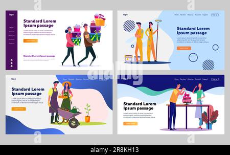 Glückliches junges Paar, das zusammen Hausarbeit macht Stock Vektor