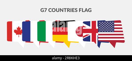 Die Symbolgruppe G7 - Gruppe der sieben Länder Chat-Flag. Stock Vektor