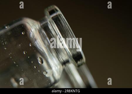 Mpty Glas-Arzneimittelfläschchen Makrofoto, Stockfoto