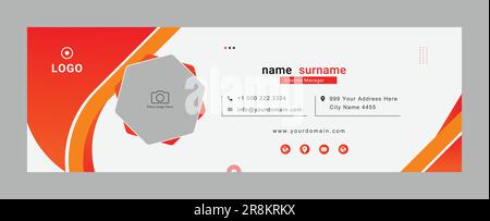 Design der E-Mail-Signatur. Business-E-Mail-Signatur-Vektor-Bannerlayout Stock Vektor