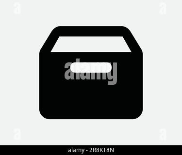 Container Box-Symbol. Aufbewahrungsarchiv Schublade Versandpaket Zustellpaket. Schwarzes weißes Schild Illustration Grafik Clipart EPS-Vektor Stock Vektor