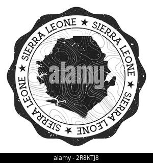Sierra Leone Outdoor-Stempel. Runder Aufkleber mit Landkarte mit topographischen Isolinien. Vektorabbildung. Stock Vektor
