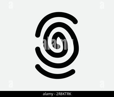 Fingerabdrucksymbol. Identity Biometric Security Password ID Secure Access Scan. Schwarzes weißes Schild Illustration Grafik Clipart EPS-Vektor Stock Vektor