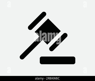 Gerechtigkeit Hammer Symbol Richter Richter Richter Richter Richter Richter Hammer Auktion Gerichtsgericht Schwarzes weißes Schild Symbol Illustration Kunstwerk Clipart EPS Vektor Stock Vektor