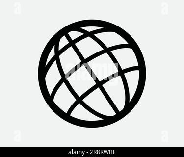 Symbol Globallinie. Globale Erde, rund, kreisförmig, Drahtrahmenform, 3D-Gitter. Schwarzes weißes Schild Illustration Grafik Clipart EPS-Vektor Stock Vektor