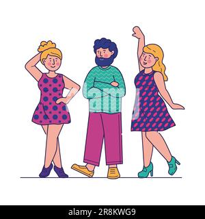 Glückliche Menschen, die ihre Body Flat Vector Illustration positiv bewerten Stock Vektor