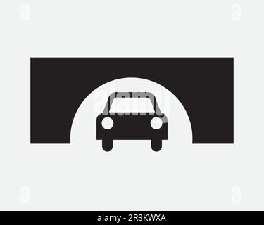 Symbol Für Den Ausgang Des Fahrzeugtunnels. Arch Bridge unter der Straßenverkehrsstruktur Schwarz-Weiß-Zeichen-Symbol Illustration Grafik Clipart EPS-Vektor Stock Vektor