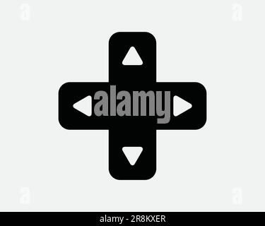 Symbole Für Tasten Nach Oben Unten Links Rechts. Spiel Spielkonsole Steuerungspfeile Pfeilrichtung Zeigerrichtung Schwarzes weißes Zeichen Symbol Bildmaterial Clipart EPS-Vektor Stock Vektor