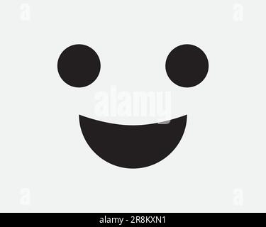 Smiley-Symbol. Augen Augen Mund Emotion Smile Happy Facial Expression Laugh. Schwarzes weißes Schild Illustration Grafik Clipart EPS-Vektor Stock Vektor