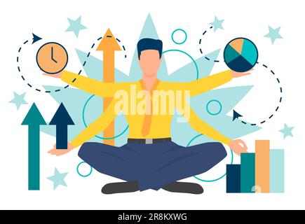 Geschäftsmann mit unterschiedlichen Geschäftsindikatoren Stock Vektor