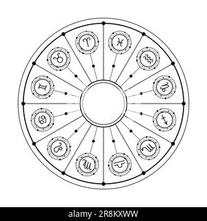 Zodiakreis mit Zodiakzeichen auf weißem Hintergrund Stock Vektor